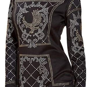 Miss ord Women's Sequin Long Sleeve Bodycon Rhinestone Studded Party Mini Dress